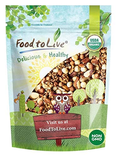 Food to Live Organic Keto Raw Nuts Mix, 8 Ounces — Snack Contains Non-GMO Brazil Nuts, Pecans, Walnuts, Hazelnuts & Macadamia Nuts, Low Carb Vegan Superfood, Kosher, Non-Irradiated, No Added Sugar