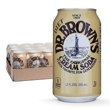 Dr. Brown's Diet Cream Soda - A New York Original - 24 Cans - Kosher, Vanilla Cream Craft Soda Pop - Gourmet Diet Cream Soda - 24 x 12 oz Cans