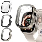 Tensea [3PACK] for Apple Watch Ultra 2/Ultra Screen Protector Case 49mm, iWatch Protective Face Cover, Hard PC Bumper Built-in Tempered Glass Film, Ultra-Thin Guard Women Men, 49 mm