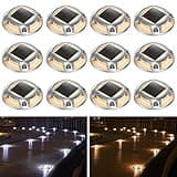 AGPTEK Solar Driveway Lights Outdoor 12 Pack, 2 Color Modes LED Deck Dock Marine Waterproof Driveway Marker Lights for Step Sidewalk Stair Garden Pathway Walkway Yard (Warm White/Cool White)