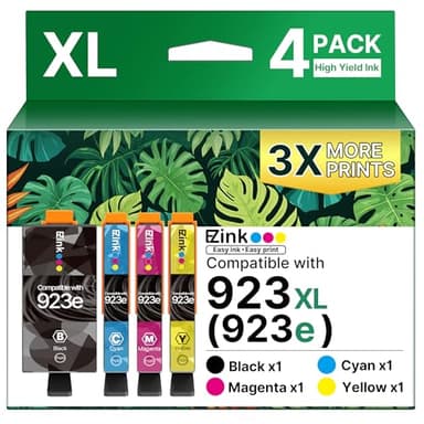 E-Z Ink 923 Ink cartridges for HP Printers Replacement for hp 923e 923xl Ink cartridges Combo Pack for hp officejet pro 8125e 8135e 81030e 8138e 8139e 8122e Printers(4 Pack 923e Ink with Chip)