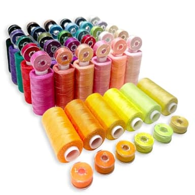 72 PCS Sewing Thread, Thread for Sewing Supplies, 36 Colors Polyester, 400 Yards Per Spool with Spools and Prewound Bobbins for Hand & Machine