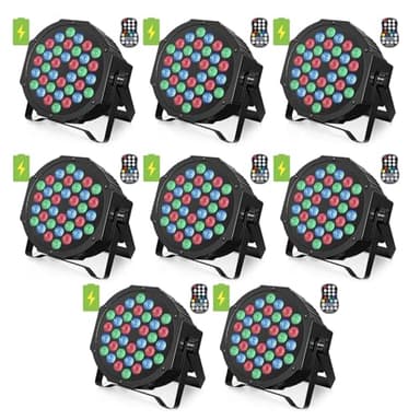 HOLDLAMP Rechargeable Par Lights 36W RGB Battery Powered, Wireless LED Par Lights DJ Uplights Sound Activated& Remote Control for Wedding Events Club Party Church Stage Lighting, 8 Pack