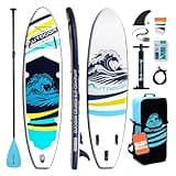 OutdoorCrusier Ultra-Portable Inflatable Stand-Up Paddle Board, Lightweight & Stable with Non-Slip Design, Complete SUP Accessories, Durable Drop-Stitch Material- Ocean Bliss