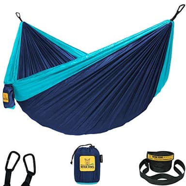 Wise Owl Outfitters Camping Hammock – 500lbs Portable Hammock with Tree Straps - Travel, Backpacking, Hiking, Outdoors Camping Gear - Single or Double