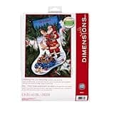 Dimensions Counted Cross Stitch ''Checking His List'' Personalized Christmas Stocking Kit, 14 Count White Aida, 16''