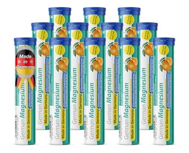 German Magnesium Oxide Supplement | Effervescent Tablets | Orange Flavor – 200 mg Magnesium per Serving | Sugar Free, Vegan – T&D Pharma – Made in Germany
