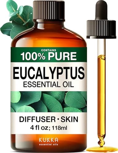 KUKKA Eucalyptus Essential Oils - 4 Fl Oz - for Hair, Skin, Diffuser, Aromatherapy & DIY Soap Making Scent