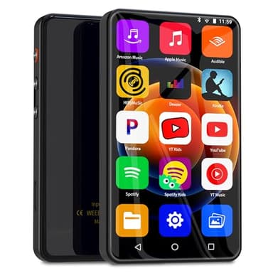 HD 144GB MP3 Player with Bluetooth and WiFi, Ninsiden 4" Full-Color Touch Screen MP4 Music Player with Spotify, YouTube, Pandora, Amazon Music,Libby, Android Mainstream Media MP3 Player for Kids,Black