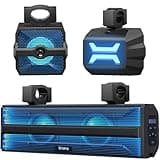 Ehaho 2.1CH Stereo UTV Sound Bar (Subwoofer) and Speakers, 17 Inch Bluetooth ATV Soundbar with RGB Lights, Waterproof Golf Cart Speakers, Marine Sound bar Compatible with SXS Polaris RZR Can-Am