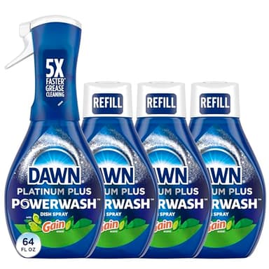 Dawn Powerwash Gain Original Dish Spray, Liquid Dish Soap, Dish Soap Refill, , 1 Starter Kit + 3 Refills, 64 Fl Oz Total (16 fl oz/bottle)