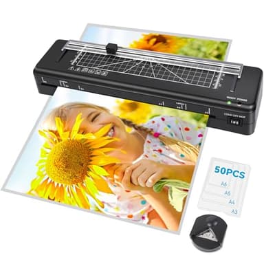 Laminator Machine A3 Laminating Machine with Built-in Trimmer, Fast Warm-up 13 Inch Cold and Thermal Lamination with 50 Laminating Sheets, 5-in-1 Portable Laminators for Home Office School Use