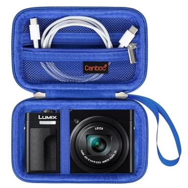 Canboc Carrying Case for Panasonic LUMIX ZS99/ TZ99/ LX10/ ZS80/ ZS100/ ZS70/ ZS200 Point and Shoot Camera, Zipper Mesh Pocket fits USB Cable, Batteries, Blue (Case Only)