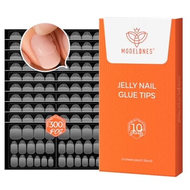modelones Nail Glue Sticky Tabs for Press On Nails, Adhesive Tabs Jelly Nail Glue Waterproof Breathable for Kids 300pcs 10 Sheets