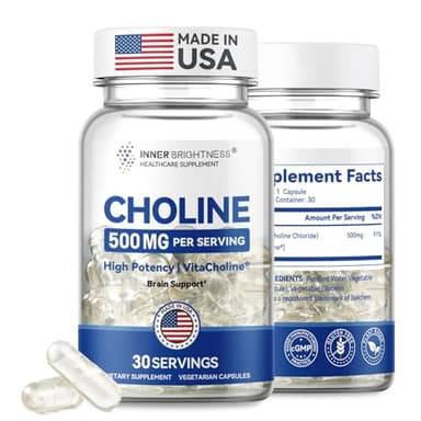 Prenatal Choline Supplements, Liquid Capsules for Focus, Memory, and Energy, 500mg Pure VitaCholine®, Supports Baby’s Cognitive Development in Pregnancy, 30 Day Supply, Made in the USA