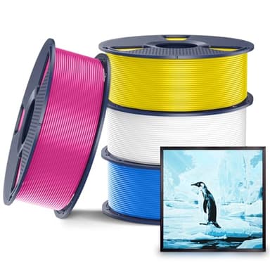 SUNLU CMYK Lithophane Matte PLA Filament 4KG, PLA Matte 3D Printer Filaments Bundle, Fast Matte Surface 3D Filament 1.75mm, 1KG Reusable Spool 4 Packs, Total 4 Colors, White+Magenta+Yellow+Cyan