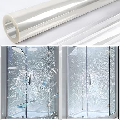 4Mil Security Window Film, Shatterproof Film, Transparent Self-Adhesive Security Window Film, Anti Shatter Tempered Glass Film, Glass Protective Window Film for Home/Office