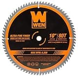 WEN BL1080 10-Inch 80-Tooth Carbide-Tipped Ultra-Fine Finish Professional Woodworking Saw Blade for Miter Saws and Table Saws