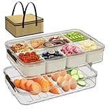 Snack Box Containers, Divided Serving Snack Tray with Lid - Double layered Stackable Snackle Platters with Bag, 8 Compartment for Snacks, Candy, Fruits, Nuts, Veggie for Fridge, Gray Large Organizer.