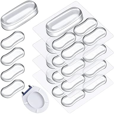 Outus 20 Pack Toilet Seat Bumpers Replacement Kit Universal Bidet Attachment for Toilet Lid Silicone Rubber Bumpers with Strong Adhesive for Families, Hotels, School, 2 Heights 2 Shapes, Clear