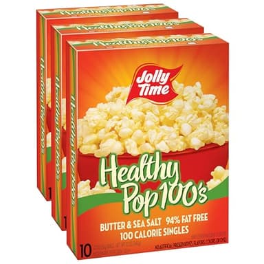 Jolly Time Healthy Pop Microwave Popcorn, 1.2oz Personal Bag, 10 Bags Per Carton (Healthy Pop 100's - Butter & Sea Salt,1.2 Ounce (Pack of 30))