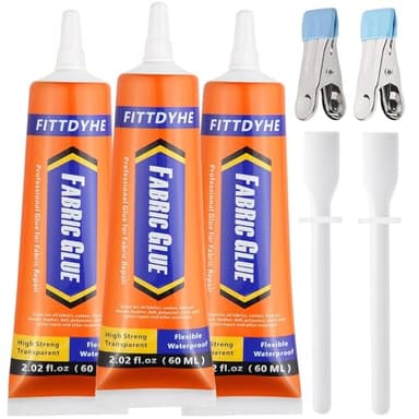 3Pcs Fabric Glue Permanent, 60 ML Washable Clear Clothing Glue, Super Fabric Glue for Rhinestones, Patches, Clothes, Denim, Leather, Polyester, Fabrics, Doll Repair, Flannel, Cotton