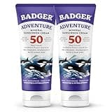 Badger Biodegradable Reef Safe Sunscreen, SPF 50 Unscented Zinc Oxide Sunscreen, 98% Organic Ingredients, Water Resistant Adventure Sport Sunblock, 2.9 fl oz, 2-Pack
