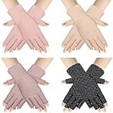 SATINIOR 4 Pairs Women Sunscreen Fingerless Gloves UV Protection Summer Sunblock Gloves for Driving, Medium(Round Dot)