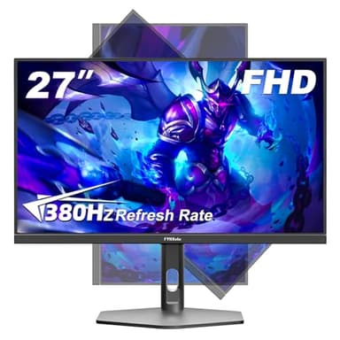 FYHXele 27 inch Gaming Monitor 380Hz, FHD 1080P, 0.5ms Frameless, Ultra Slim Computer Monitor, Height/Pivot/Swivel/Tilt Adjustable Vertical Monitor, Support FreeSync, VESA, DP*2, HDMI*2