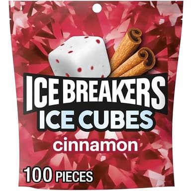Ice Breakers Ice Cubes Cinnamon Sugar Free Chewing Gum Pouch, 8.11 oz (100 Pieces)