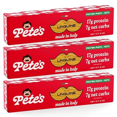 Low Carb, Protein Pasta | Linguine with 17g Protein, 7g Carbs | Healthy, Keto Pasta Made in Italy | 3-Pack, 8oz - Pete’s Pasta