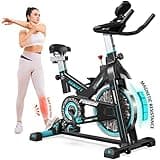 Exercise Bike Adjustable Resistance Cardio Workout Indoor Fitness Bike w/LCD Monitor Adjustable Seat Straps Foot Pads Home Office Fitness Training Workout