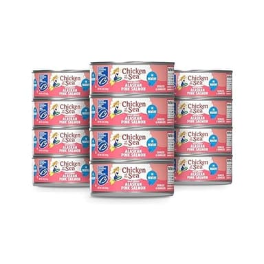 Chicken of the Sea Alaskan Pink Canned Salmon in Water, 5 Ounce Cans, 12-Count – High Protein Skinless & Boneless Wild Caught Salmon – Delicious Wild Salmon for Burgers, Pasta, & More
