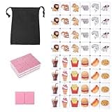 GRACIAS 2 Players Mahjong Block Set, Mahjong Tile Game with 50 Premium Pink Tiles(30mm) Animal and Food Pattern, Portable Mahjongg Set with A Carry Bag