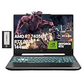 ASUS TUF A15 Gaming Laptop, 15.6" 144Hz FHD Display, AMD Ryzen 7 7435HS, 16GB DDR5, 1TB SSD, NVIDIA GeForce RTX 3050, Backlit Keyboard, Wi-Fi 6, Win 11 Pro, Black, 256GB Docking Station Set