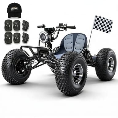 Zyliathor Electric Off-Road Go Kart for Teens & Adults, 48V Brushless Peak 4000W, Up to 31 MPH, 3 Speed + Reverse + Speed Limiter, Shaft Drive Diff, AT19x7-8 Tire with Aluminum Rim (1500W 8" Shaft)