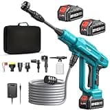Seesii Cordless Pressure Washer - Battery Powered Pressure Washer 970PSI, 2 Rechargeable Batteries, 6-in-1/360°Adjustable Nozzles, Portable Handheld Power Cleaner for Car Home Floor/Fence/Patio