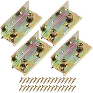 Paoeyrb 4 Pcs Bed Rail Brackets with 32 Pcs Srews, High Quality Bed Frame Brackets, Rust Proof Bed Frame Hardware for Headboards, Footboards, Wood Bed Frame
