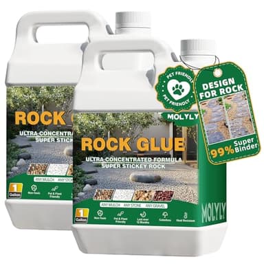 Rock Glue for Landscaping - 2 Gallon Mulch Glue, Gravel Binder & Stone Adhesive, Fast-Dry, Non-Toxic, Weather-Resistant for Patios, Garden, Walkways and Paths