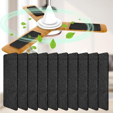 Ceiling Fan Filters for Blades, 10Pcs Activated Coconut Shell Carbon Ceiling Fan Air Purifier Pads, Easily Sticks Unscented Air Filters for Common Household Contaminants
