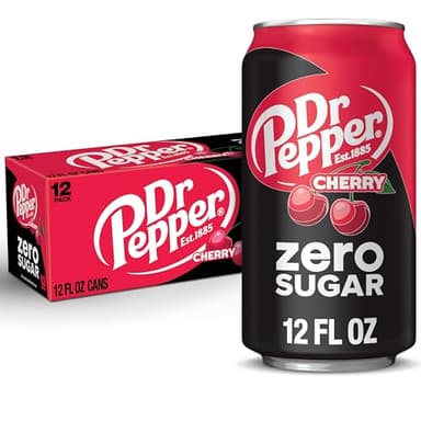 Dr Pepper Cherry Zero Sugar Soda, 12 fl oz cans, 12 pack