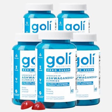 Goli Zero Sugar Ashwagandha & Vitamin D, Maca, L-Theanine Gummies, No Artificial Sweeteners, No Sugar Alcohols. Mixed Berry, KSM-66, Vegan, Plant Based, Non-GMO, Gluten-Free & Gelatin Free. (5)