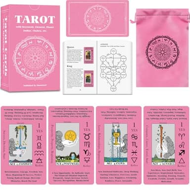 Smoostart Tarot Cards for Beginners with Meanings on Cards - Includes Premium Velvet Storage Bag & Guide Book - 450GSM Thicker Cards