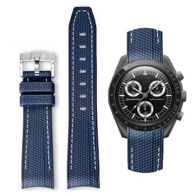 HEYOZURY Watch Bands for Omega X Swatch Moonswatch Watch 20mm Curved Rubber Strap Silicone Watch Band Men Women Replacement Bracelet Omega MoonSwatch Speedmaster No Gap Strap