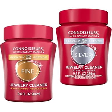 Connoisseurs Premium Edition Fine and Sterling Silver Jewelry Cleaner Solution Bundle - (2 Pack) 9.6 fl oz - Restores Brilliance in Seconds