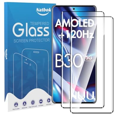 Natbok 2 Pack 3D Compatible with NUU B30 Pro 5G/Mobile B30 5G Screen Protector,HD Clear Scratch Resistant,9H Tempered Glass Film，Bubble-Free