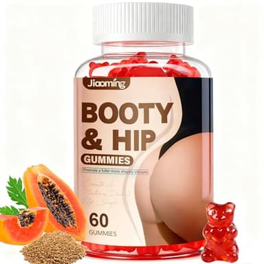 Jiaoming Booty & Hip CBB Bear Gummies, BBL Gummy for Women's Booty Curve, Hip Butt Enhancer for Bigger Butt and HIPS Curvy Growth Fast, Berry Flavor 60 Count with Ginseng, Guarana, Papaya & Cinnamon