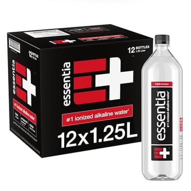 Essentia Water LLC , 99.9% Pure, Infused with Electrolytes for a Smooth Taste, pH 9.5 or Higher; Ionized Alkaline Water, Black, 42.3 Fl Oz (Pack of 12)