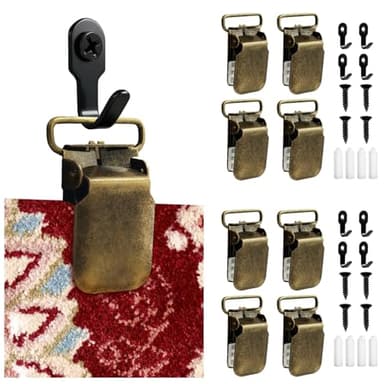METANCHOR 8 Pack Heavy Duty Tapestry Hangers - Non-Slip & Strong and Versatile Use Rug Hangers | Wall Clips for Large Retro Tapestry, Quilts, Rugs, Carpet, Paintings Damage-Free Display (Bronze)
