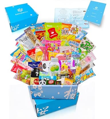 Two Sakura Box Japanese Candy & Snacks Dagashi Set & Pamphlet - 2x 50 Pieces Boxes Food & Drink Gift Box (100 Pieces)